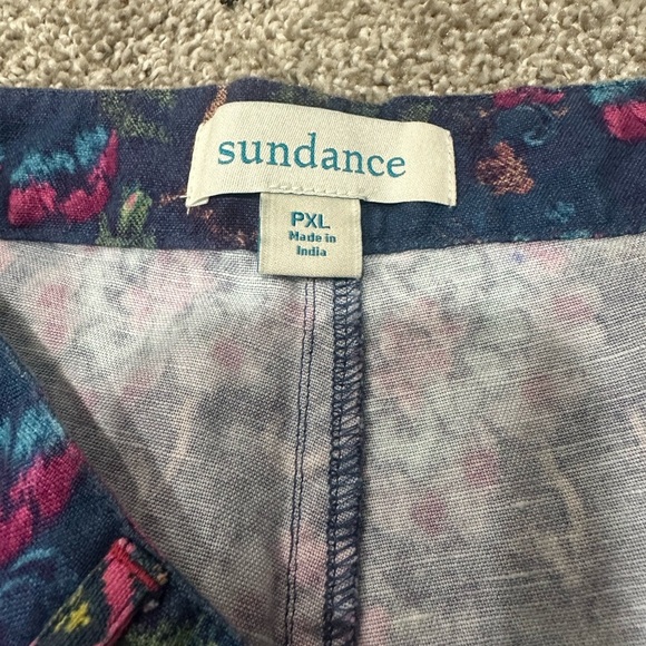 Sundance Kalini Navy Multi Floral Linen Blend Tasseled Boho Size PXL Petite - Picture 4 of 7